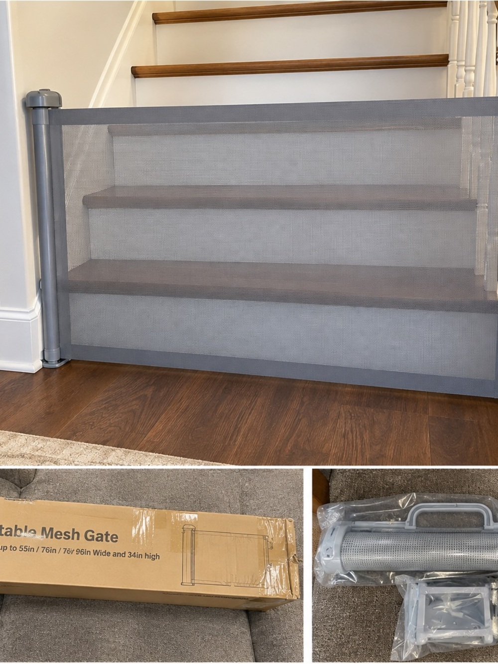Retractable Mesh Safety Gate - Gray